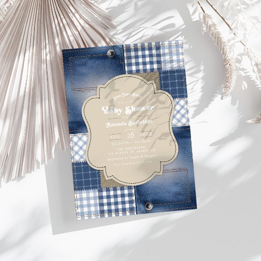 Invitation Patchwork en Denim Chic Campagnard Baby Shower en 