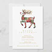 Invitation Patchwork Fantaisiste de Renne de Noël Rouge TMF26 (Devant)