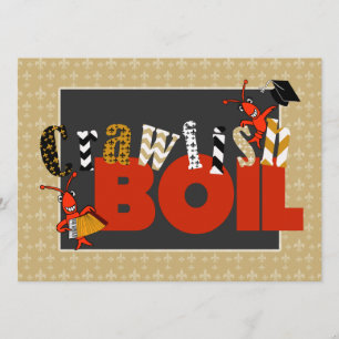 Invitation Patchwork Fleur de Lis Crawfish Graduation