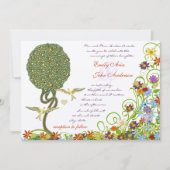 Invitation Patchwork floral de la forêt enchantée arbre conte (Devant)