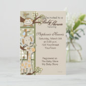 Invitation Patchwork Plaid with Safari Animaux (Debout devant)