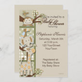 Invitation Patchwork Plaid with Safari Animaux (Devant / Derrière)