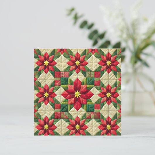 Invitation Patchwork Poinsettia Star Scrapbooking (Debout devant)