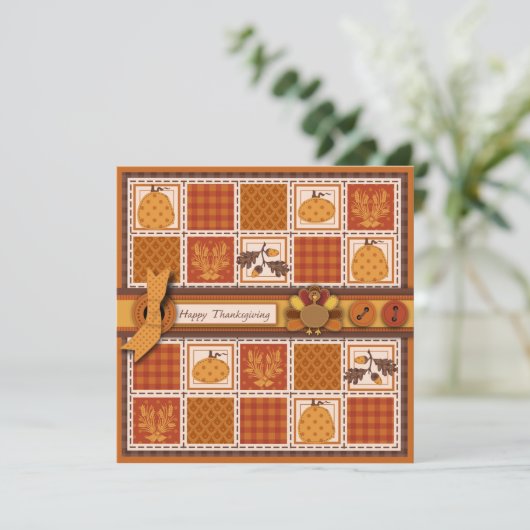 Invitation Patchwork Quilted look Thanksgiving (Debout devant)