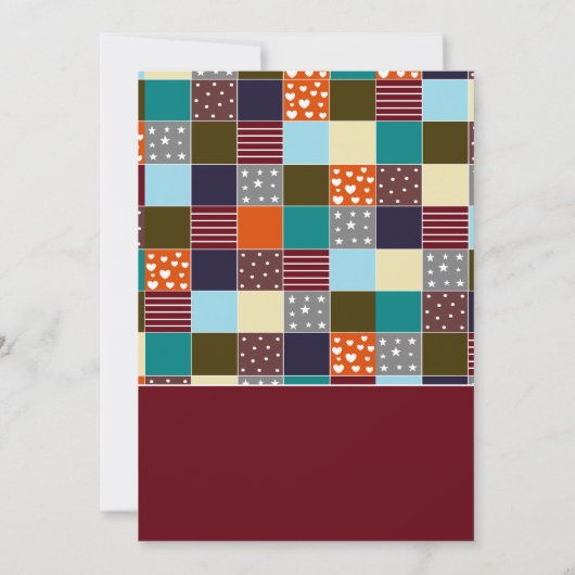 Invitation Patchwork Teddy Bear, Baby shower (Dos)