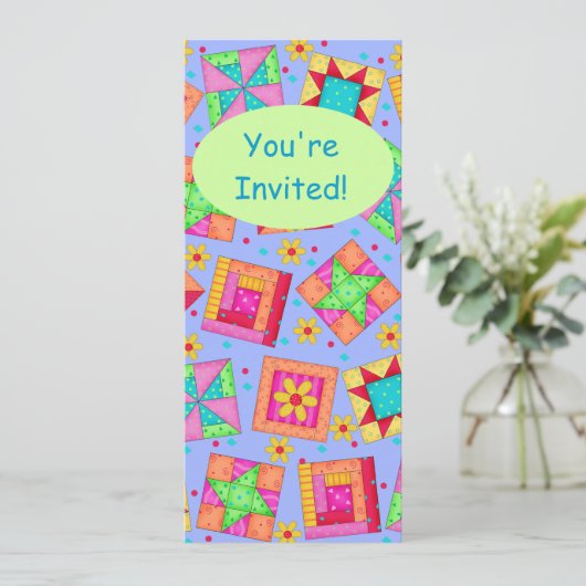 Invitation Patchwork vert Lavender Quilt Block Art (Debout devant)