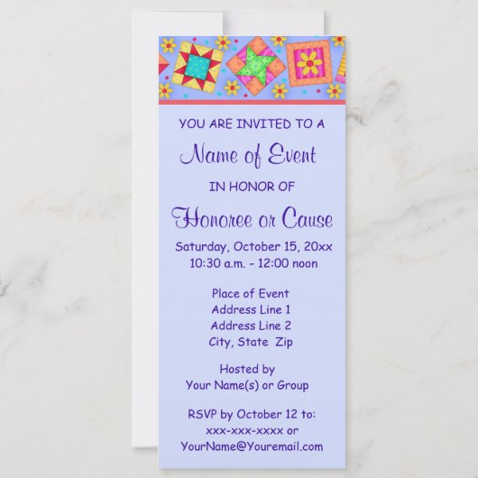 Invitation Patchwork vert Lavender Quilt Block Art (Dos)