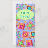 Invitation Patchwork vert Lavender Quilt Block Art (Devant)
