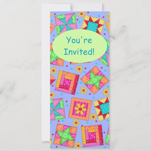 Invitation Patchwork vert Lavender Quilt Block Art (Devant)