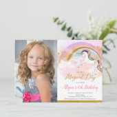 Invitation Pâte d'anniversaire en or rose arc-en-ciel de l'Un (Debout devant)