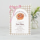 Invitation Pâte d'aquarelle rose dans le Baby shower du four (Debout devant)