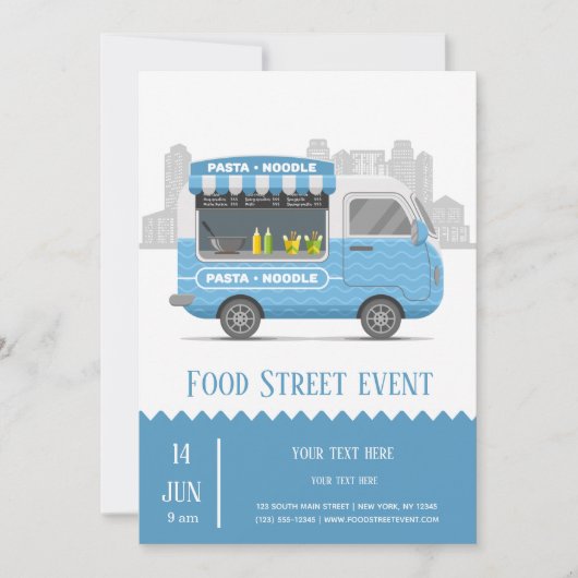 Invitation Pâte de rue pour camion de nourriture (Devant)