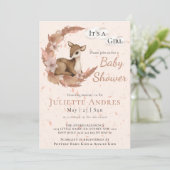 Invitation Pâte douce Pastel Bambi Fleurs Nuages Baby shower  (Debout devant)