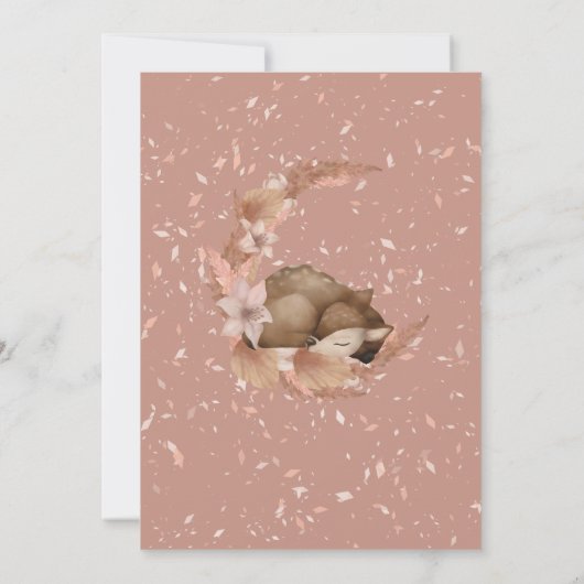 Invitation Pâte douce Pastel Bambi Fleurs Nuages Baby shower  (Dos)