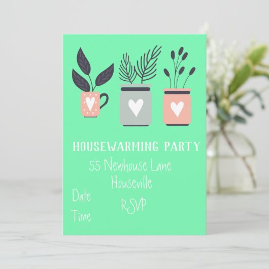 Invitation Pâte moderne plante au foyer Parti pour le réchauf (Debout devant)