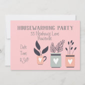 Invitation Pâte moderne plante au foyer Parti pour le réchauf (Devant)