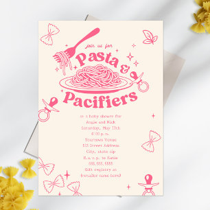 Invitation Pâtes Et Pacificateurs Baby shower Fille Doodle Ro