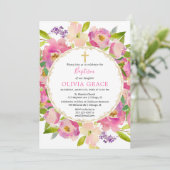 Invitation Pâtes florales roses et bleues Baptisée (Debout devant)