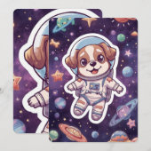 Invitation Pâtes interstellaires - Chien spatial mignon à l'a (Devant / Derrière)