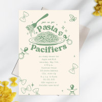 Pâtes & Pacificateurs Baby shower vert Doodsage