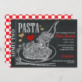 Invitation Pâtes Spaghetti Craie Dîner de la Saint-Valentin R (Devant / Derrière)