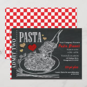 Invitation Pâtes Spaghetti Craie Dîner Rustique de la Saint-V (Devant / Derrière)