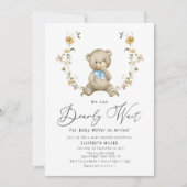 Invitation patienter baby shower fleuri rustique (Devant)