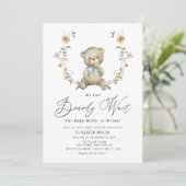 Invitation patienter baby shower fleuri rustique (Debout devant)