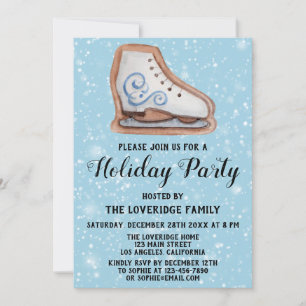 Invitation Patin à glace de Noël Fête de vacances Bleu Neige