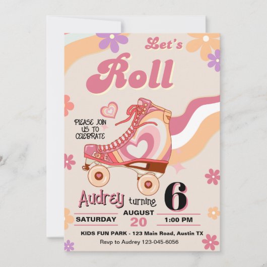 Invitation Patin à roulettes Anniversaire Let's Roll (Devant)