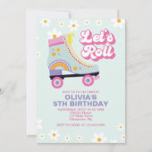Invitation Patin à roulettes Retro Daisy Anniversaire (Devant)