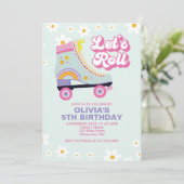 Invitation Patin à roulettes Retro Daisy Anniversaire (Debout devant)