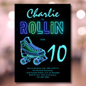 Invitation Patinage à rouleaux garçons Neon Glow Anniversaire