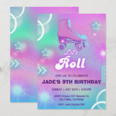 Invitation Patinage à rouleaux Pastel Neon Fête d'anniversair (Devant / Derrière)