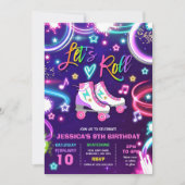 Invitation Patinage à roulettes Anniversaire Fête Neon Patina (Devant)