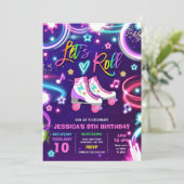 Invitation Patinage à roulettes Anniversaire Fête Neon Patina (Debout devant)