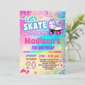 Invitation Patinage à roulettes arc-en-ciel pour filles (Debout devant)