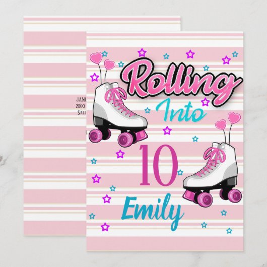 Invitation Patinage à roulettes Coutume Anniversaire (Devant / Derrière)