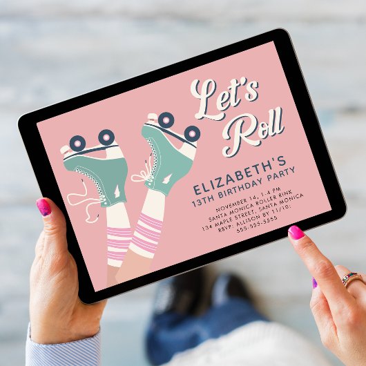 Invitation Patinage à roulettes fête d'anniversaire