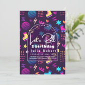 Invitation Patinage à roulettes motif d'anniversaire, fête du (Debout devant)