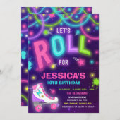 Invitation Patinage à roulettes Neon Glow Skating  (Devant / Derrière)