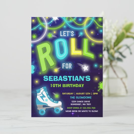 Invitation Patinage à roulettes Neon Glow Skating  (Debout devant)