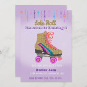 Invitation Patinage à roulettes, patinoire, parties scintilla (Devant / Derrière)