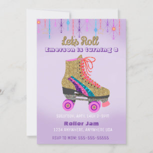 Invitation Patinage à roulettes, patinoire, parties scintilla
