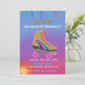 Invitation Patinage à roulettes, patinoire, parties scintilla (Debout devant)