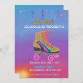 Invitation Patinage à roulettes, patinoire, parties scintilla (Devant / Derrière)