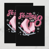 Invitation Patinage artistique Fille de 8 ans d'anniversaire  (Devant / Derrière)