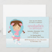 Invitation Patinage artistique mignonne Anniversaire (Devant / Derrière)