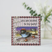 Invitation Patinage de glace de corbeau de pirate (Debout devant)