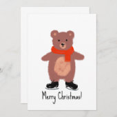 Invitation Patinage drôle d'ours (Devant / Derrière)